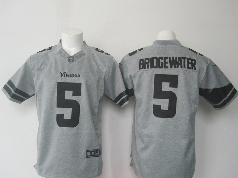 Nike Vikings 5 Teddy Bridgewater Grey Gridiron Grey Limited Jersey