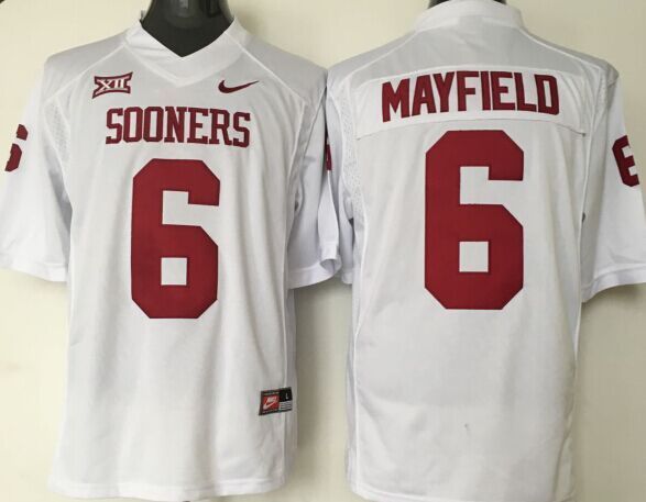 Oklahoma Sooners 6 Baker Mayfield White College Jersey