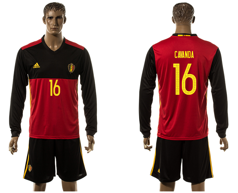 Belgium 16 CAVANDA Home UEFA Euro 2016 Long Sleeve Jersey Belgium 16 CAVANDA Home UEFA Euro 2016 Long Sleeve Jersey