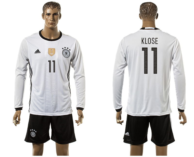 Germany 11 KLOSE Home UEFA Euro 2016 Long Sleeve Jersey