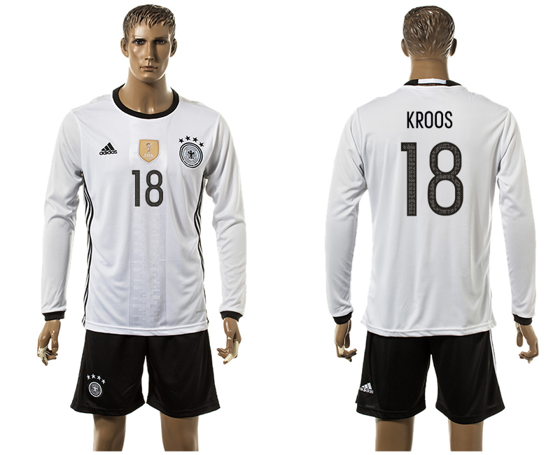 Germany 18 KROOS Home UEFA Euro 2016 Long Sleeve Jersey