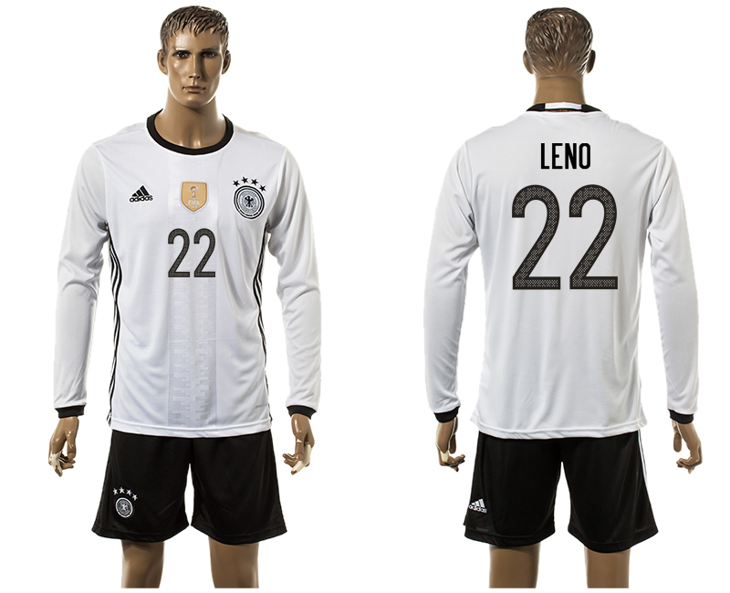 Germany 22 LENO Home UEFA Euro 2016 Long Sleeve Jersey
