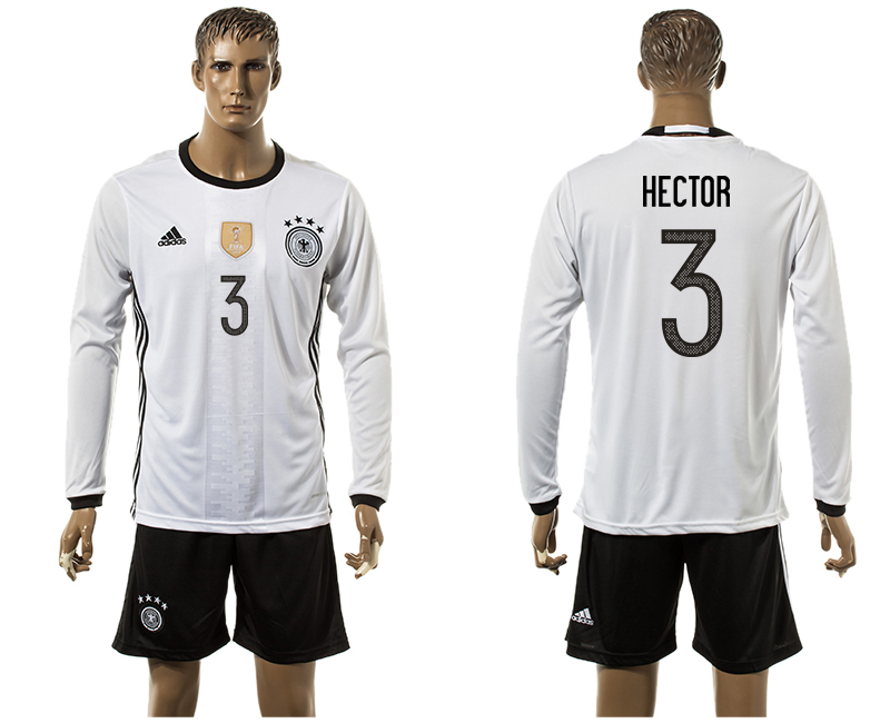 Germany 3 HECTOR Home UEFA Euro 2016 Long Sleeve Jersey
