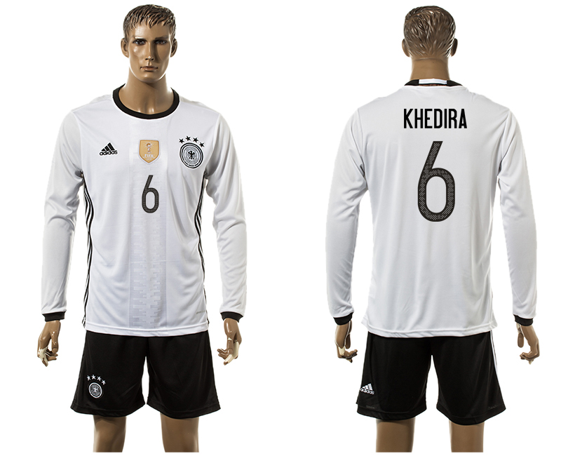 Germany 6 KHEDIRA Home UEFA Euro 2016 Long Sleeve Jersey