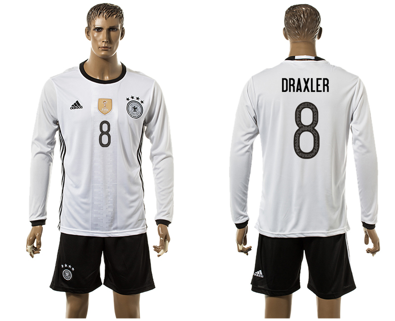 Germany 8 DRAXLER Home UEFA Euro 2016 Long Sleeve Jersey
