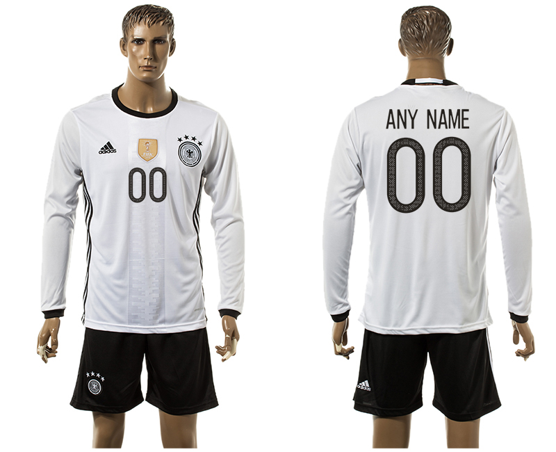 Germany Home Euro 2016 Long Sleeve Customized Jersey