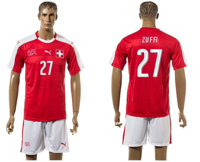 Switzerland 27 ZUFFI Home UEFA Euro 2016 Jersey