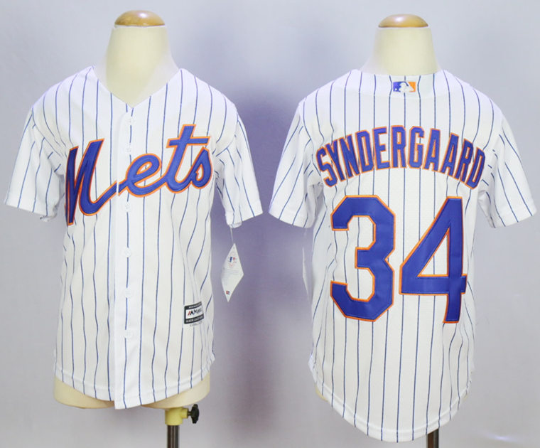 Mets 34 Noah Syndergaard White Youth New Cool Base Jersey