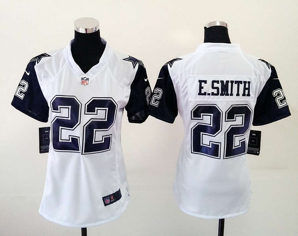 Nike Cowboys 22 E.Smith White Color Rush Women Game Jersey - Click Image to Close