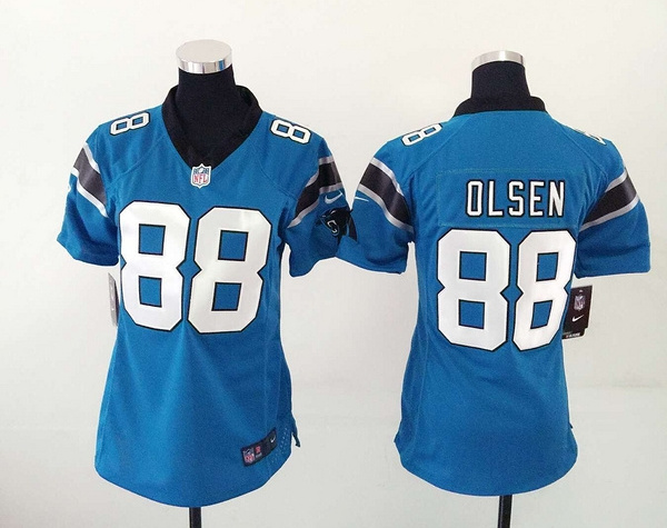 Nike Panthers 88 Greg Olsen Blue Women Game Jersey - Click Image to Close