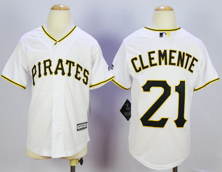 Pirates 21 Roberto Clemente White Youth New Cool Base Jersey