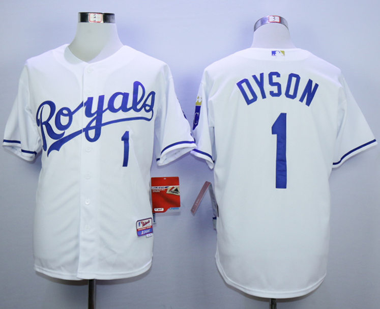 Royals 1 Jarrod Dyson White Cool Base Jersey