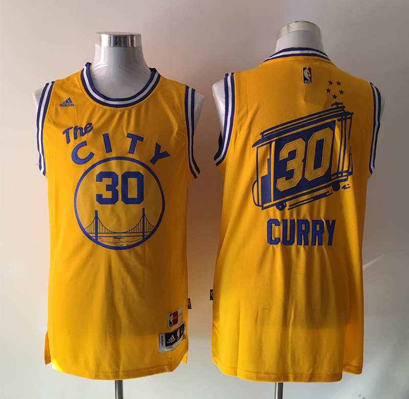 Warriors 30 Stephen Curry Yellow Throwback Swingman Jersey - Click Image to Close