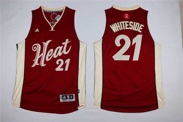 Heat 21 Hassan Whiteside Red 2015-16 Christmas Day Swingman Jersey - Click Image to Close