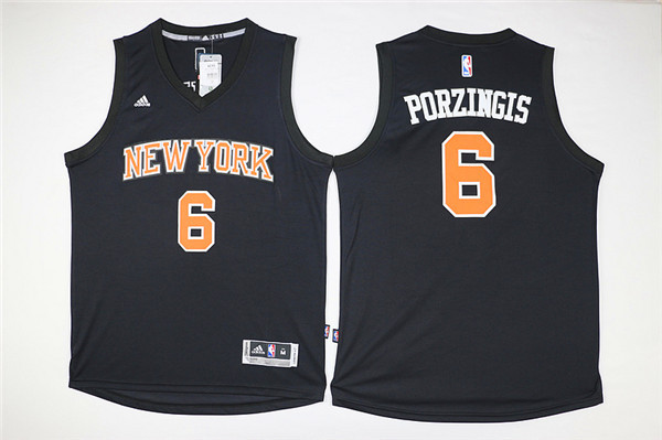 Knicks 6 Kristaps Porzingis Black Swingman Jersey