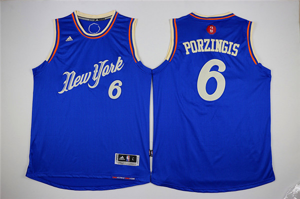 Knicks 6 Kristaps Porzingis Blue 2015-16 Christmas Day Swingman Jersey