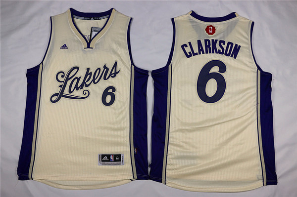 Lakers 6 Jordan Clarkson Cream 2015-16 Christmas Day Swingman Jersey