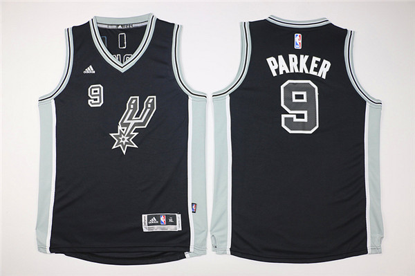 Spurs 9 Tony Parker Black New Swingman Youth Jersey - Click Image to Close