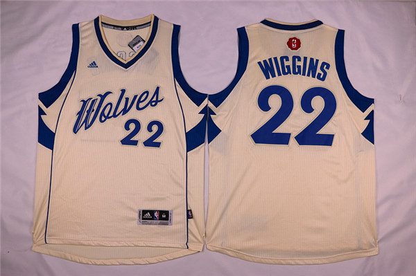 Timberwolves 22 Andrew Wiggins Cream 2015-16 Christmas Day Swingman Jersey - Click Image to Close
