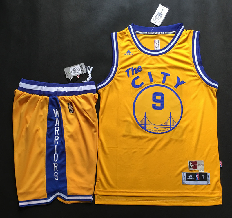 Warriors 9 Andre Iguodala Yellow The City Swingman Jersey(With Shorts)
