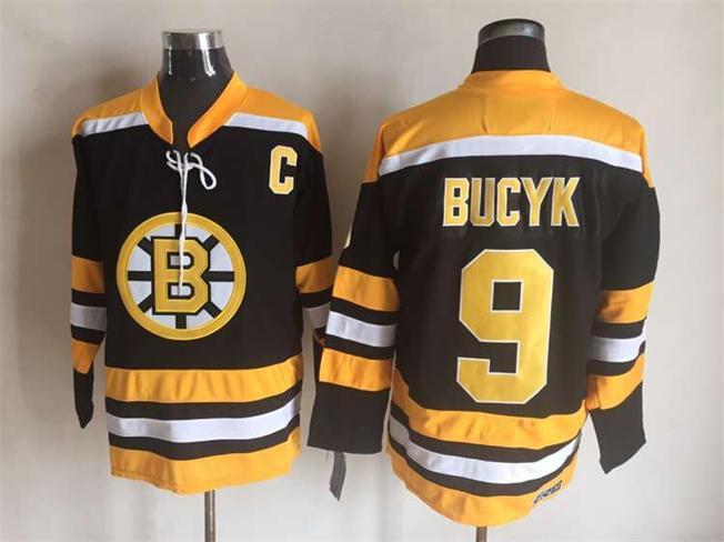 Bruins 9 Johnny Bucyk Black CCM Jersey