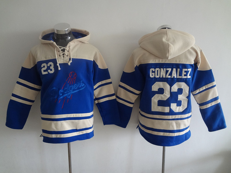 Dodgers 23 Adrian Gonzalez Blue All Stitched Hooded Sweatshirt