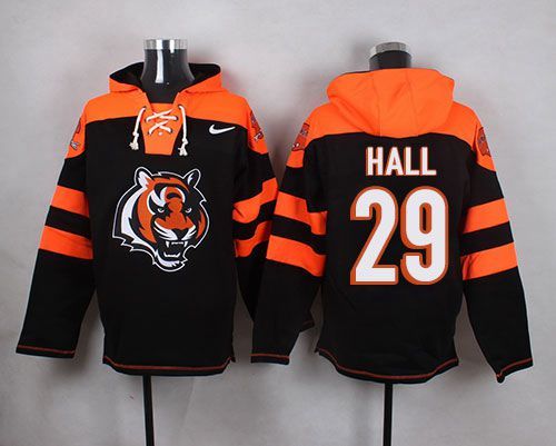 Nike Bengals 29 Leon Hall Black Hooded Jersey