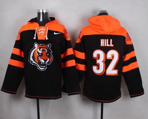 Nike Bengals 32 Jeremy Hill Black Hooded Jersey