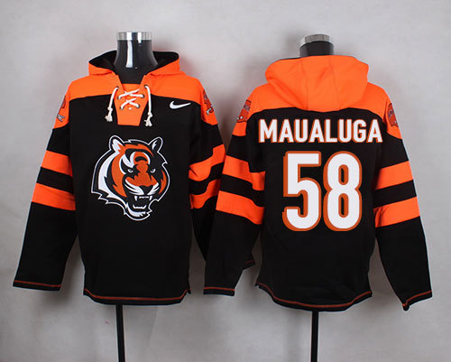 Nike Bengals 58 Rey Maualuga Black Hooded Jersey - Click Image to Close