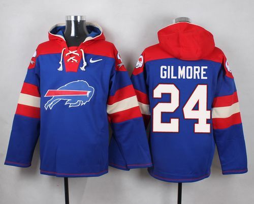 Nike Bills 24 Stephon Gilmore Blue Hooded Jersey