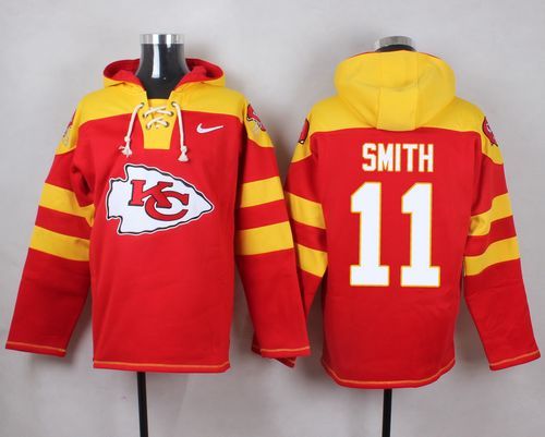 Nike Chiefs 11 Alex Smith Red Hooded Jersey