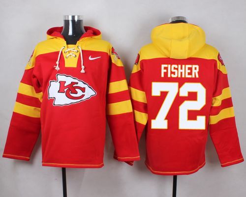 Nike Chiefs 72 Eric Fisher Red Hooded Jersey
