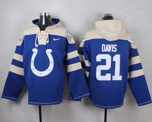 Nike Colts 21 Vontae Davis Blue Hooded Jersey