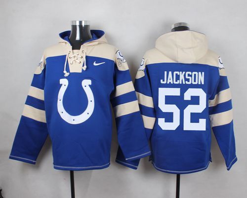 Nike Colts 52 D'Qwell Jackson Blue Hooded Jersey