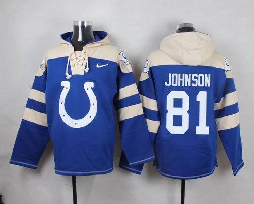 Nike Colts 81 Andre Johnson Blue Hooded Jersey