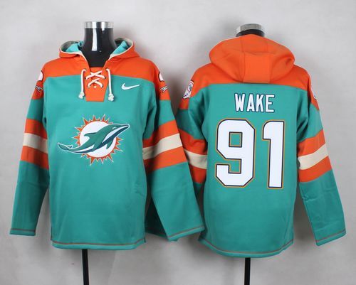 Nike Dolphins 91 Cameron Wake Green Hooded Jersey