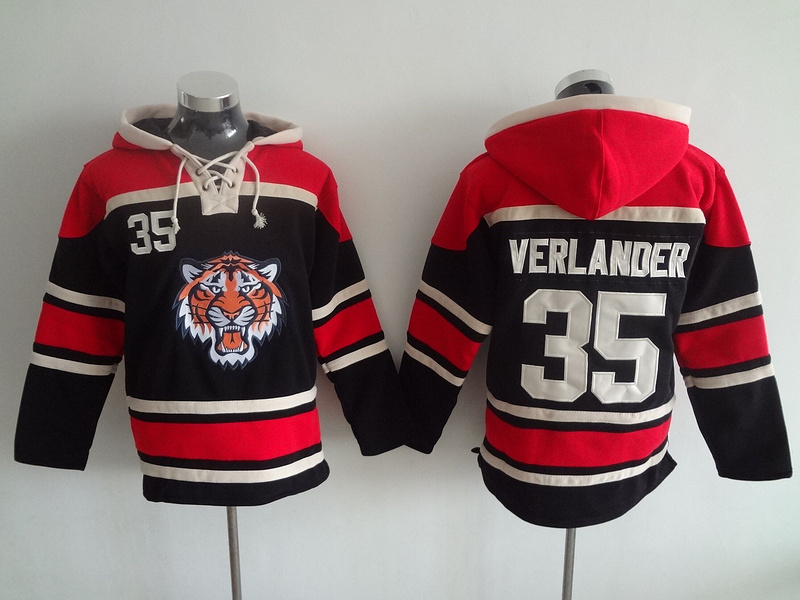 Tigers 35 Justin Verlander Black All Stitched Hooded Sweatshirt
