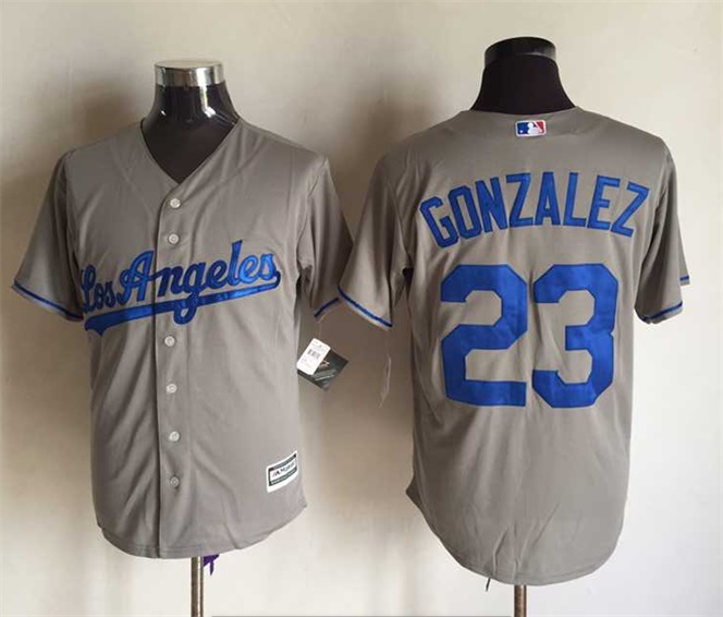 Dodgers 23 Adrian Gonzalez Grey New Cool Base Jersey