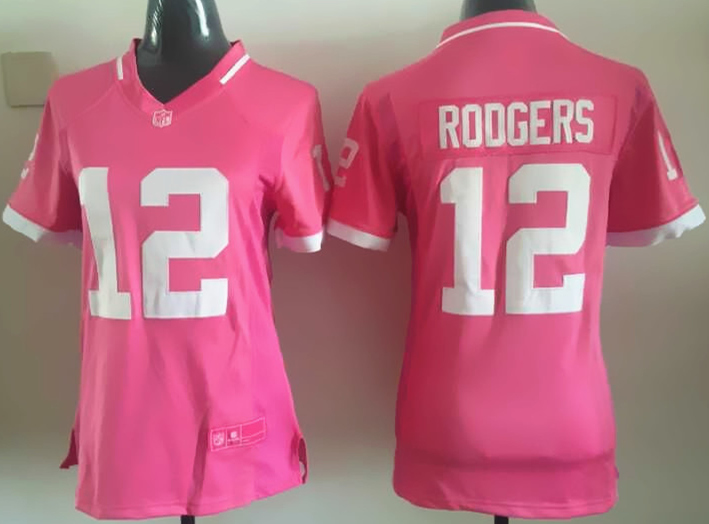 Nike Packers 12 Aaron Rodgers Pink Bubble Gum Women Game Jersey - Click Image to Close