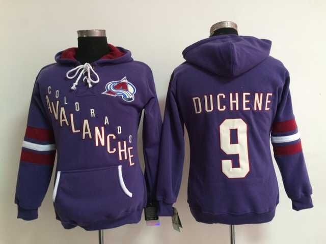Avalanche 9 Matt Duchene Purple Women All Stitched Hooded Sweatshirt