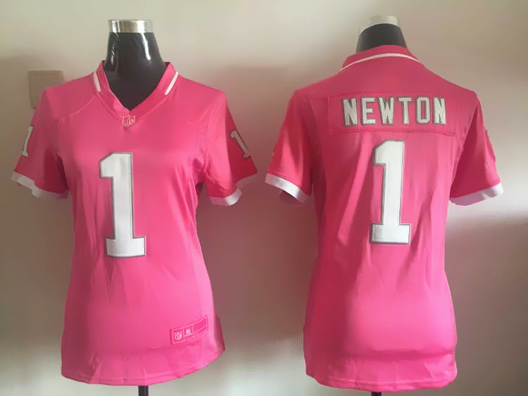 Nike Panthers 1 Cam Newton Pink Bubble Gum Women Game Jersey