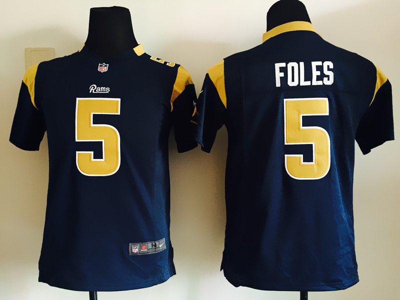 Nike Rams 5 Nick Foles Navy Blue Youth Game Jersey