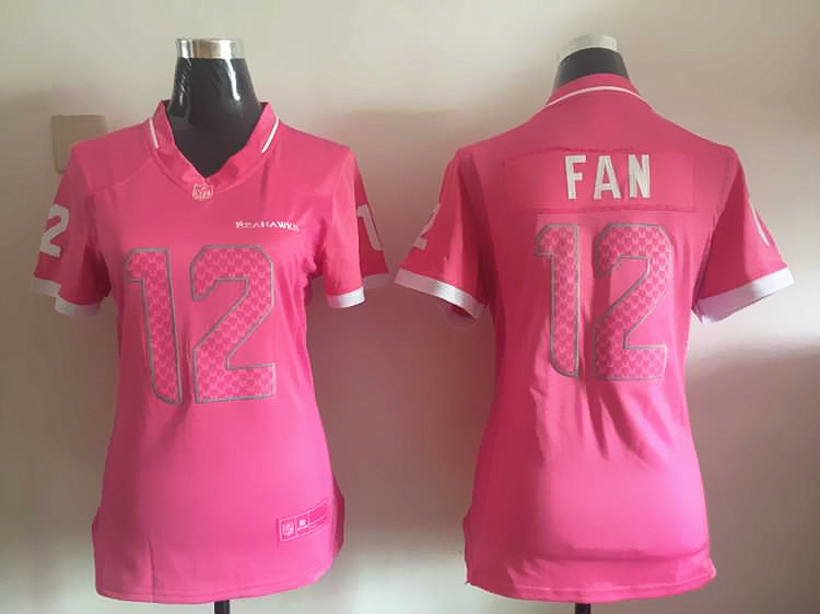 Nike Seahawks 12 Fan Pink Bubble Gum Women Game Jersey