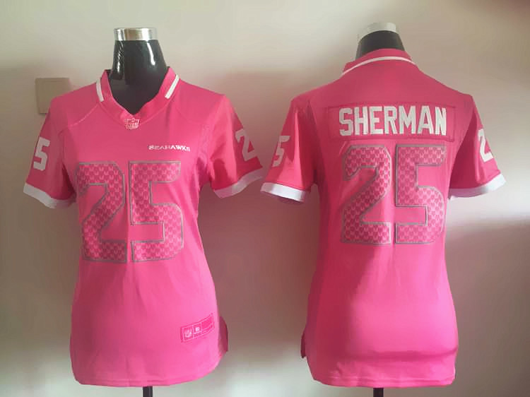 Nike Seahawks 25 Richard Sherman Pink Bubble Gum Women Game Jersey