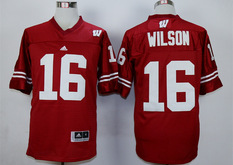 Wisconsin Badgers 16 Russell Wilson Red College Jersey