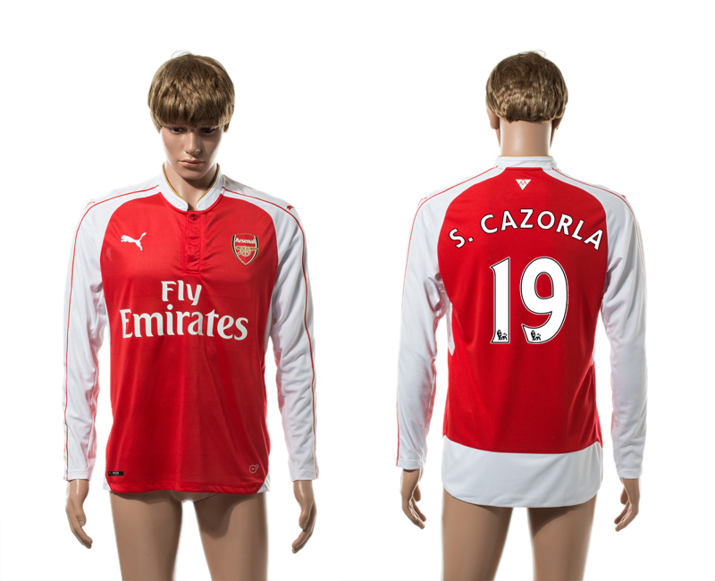 2015-16 Arsenal 19 S.CARZORLA Home Long Sleeve Thailand Jersey