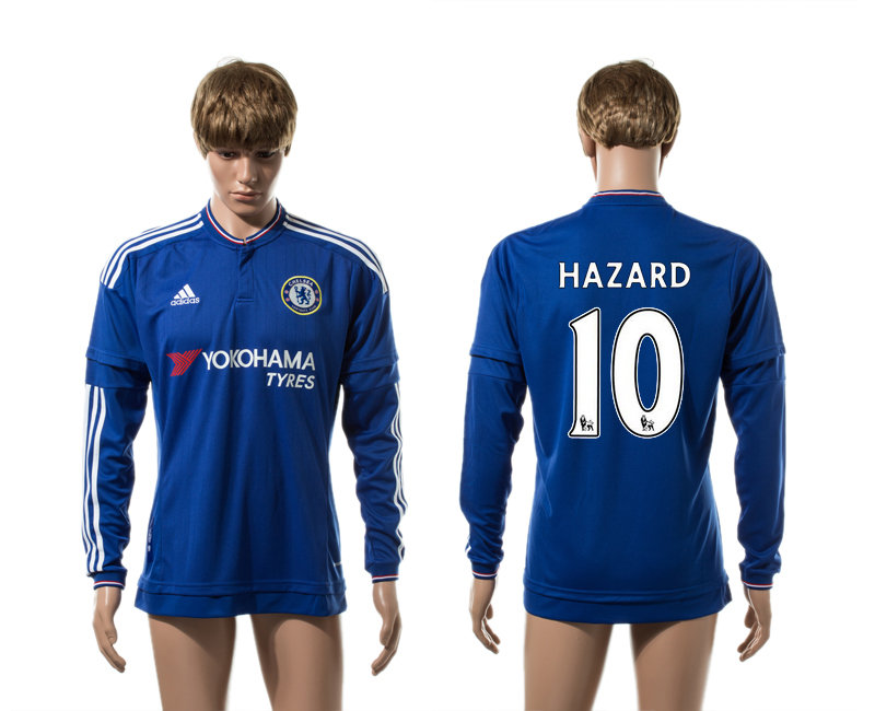 2015-16 Chelsea 10 HAZARD Home Long Sleeve Thailand Jersey