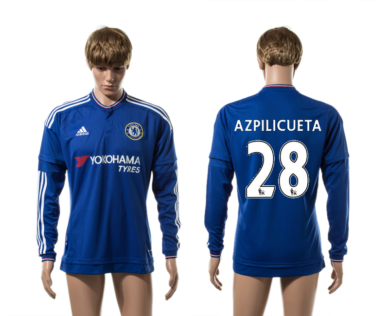 2015-16 Chelsea 28 AZPILICUETA Home Long Sleeve Thailand Jersey