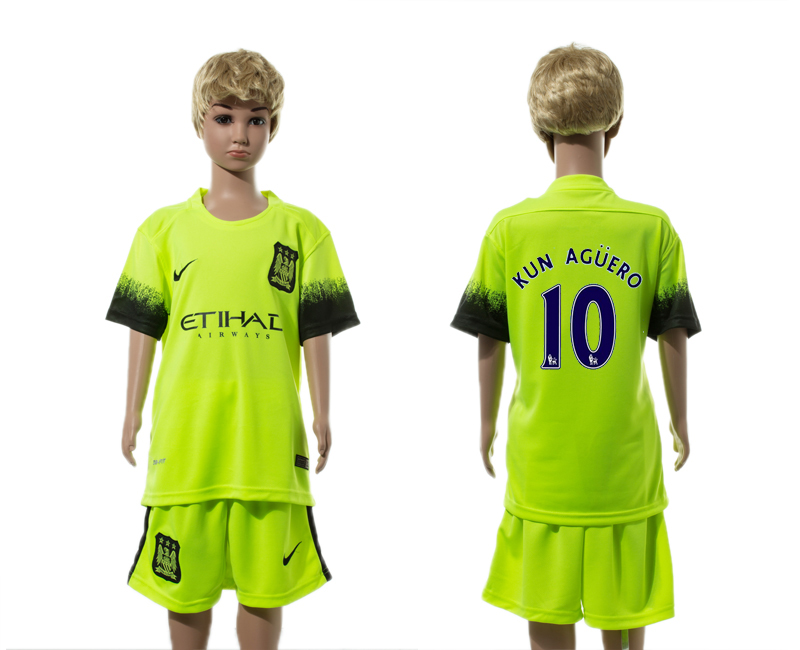 2015-16 Manchester City 10 KUN AGUERO Third Away Youth Jersey
