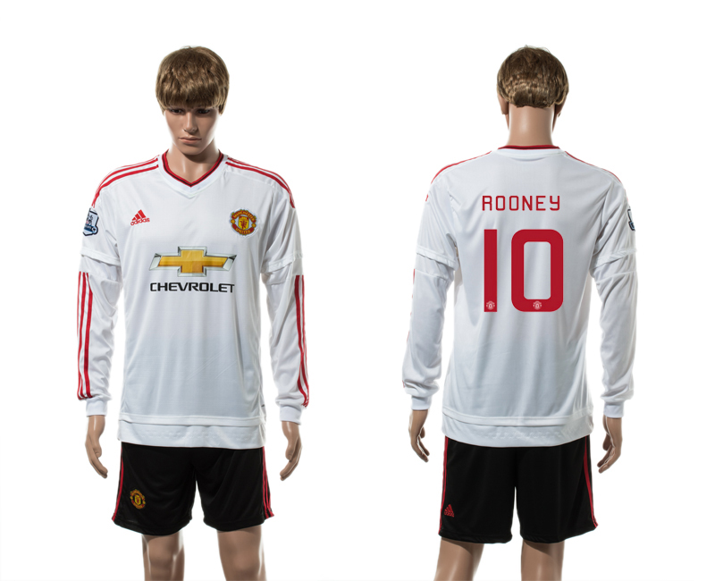 2015-16 Manchester United 10 ROONEY UEFA Champions League Away Long Sleeve Jersey